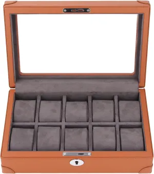 Watch Case, Watch Holder Organizer Convenient Viewing Window for Business Trip (Brown)
