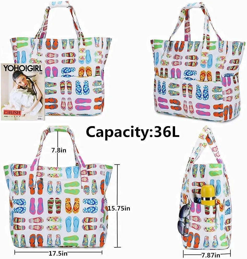 Waterproof Beach Tote Pool Bags for Women Ladies Extra Large Gym Tote Carry On Bag With Wet Compartment for Weekender Travel