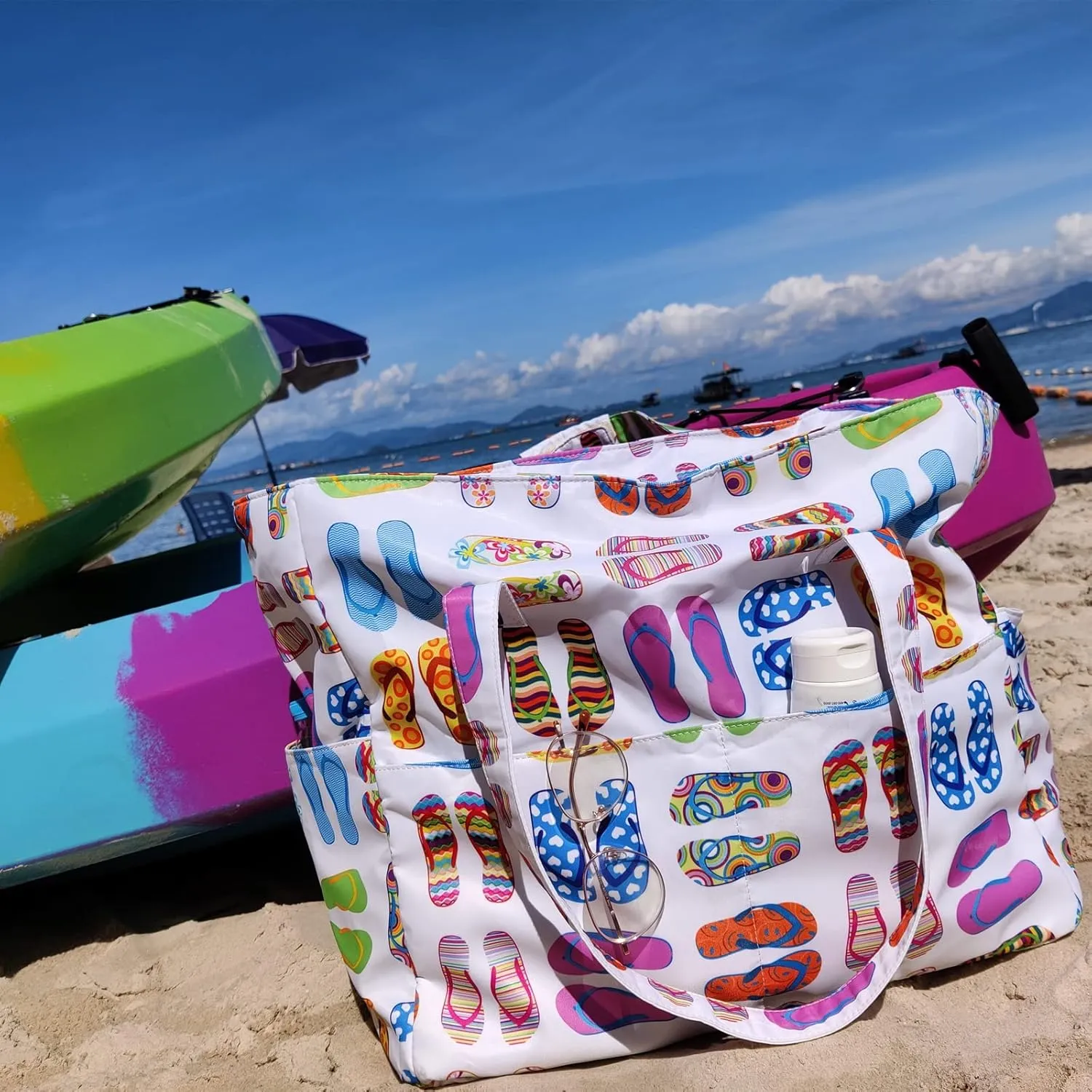 Waterproof Beach Tote Pool Bags for Women Ladies Extra Large Gym Tote Carry On Bag With Wet Compartment for Weekender Travel