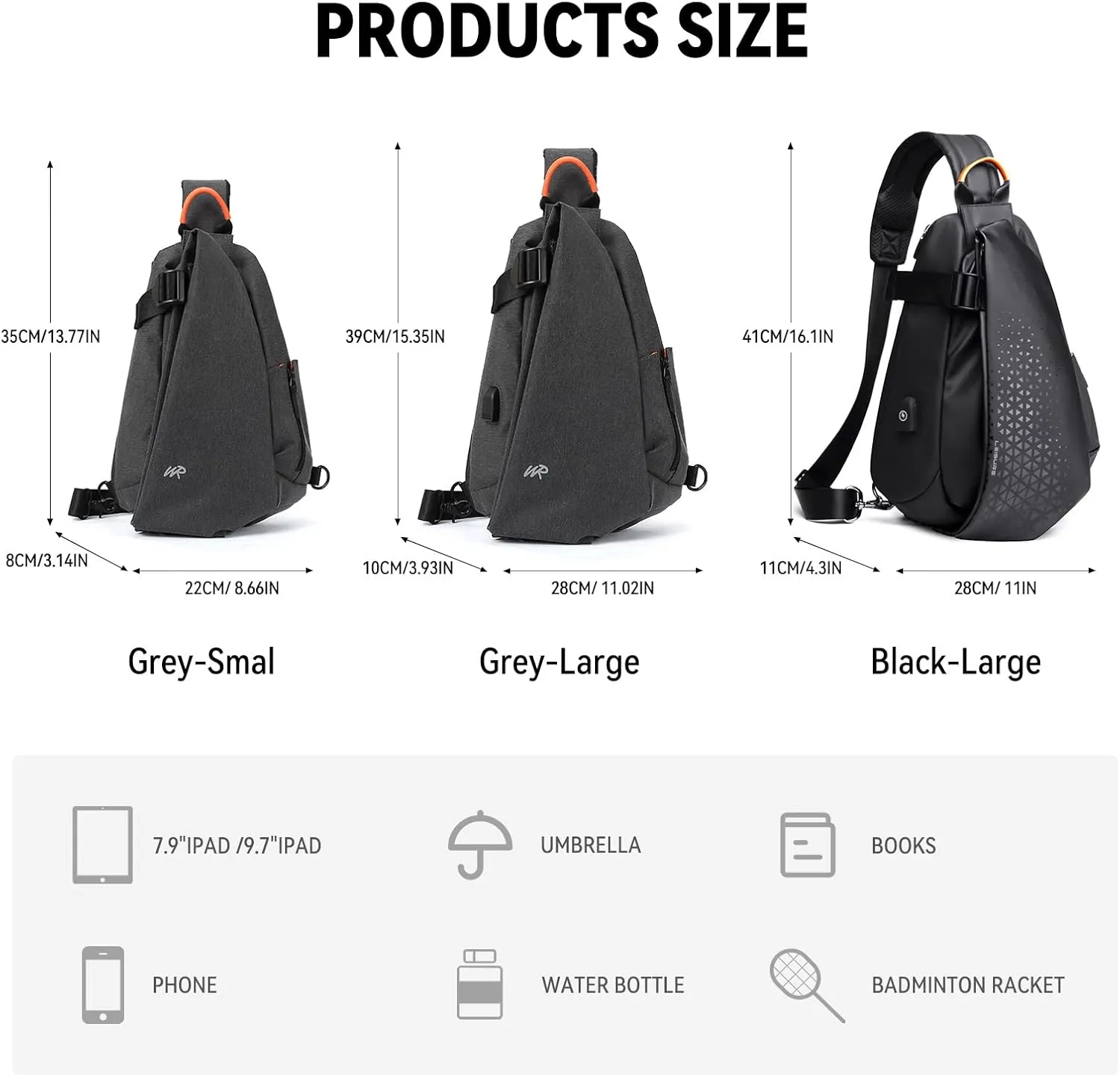 Waterproof Sling Bag for Men,Sling Backpack with USB Charger Crossbody one strap backpack Anti-Theft,Causal
