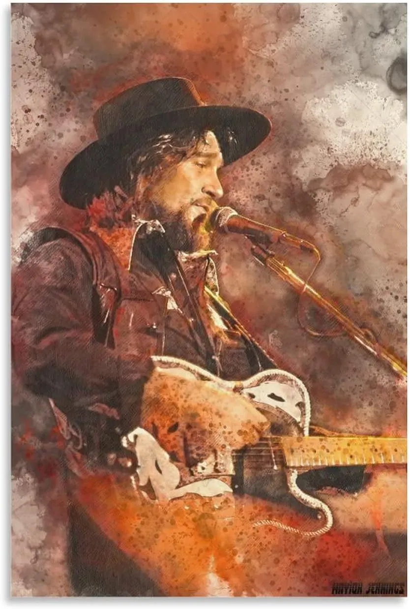 Waylon_Jennings Singing Live Color Art Poster Home Bedroom Decor Canvas 16x24inch(40x60cm)