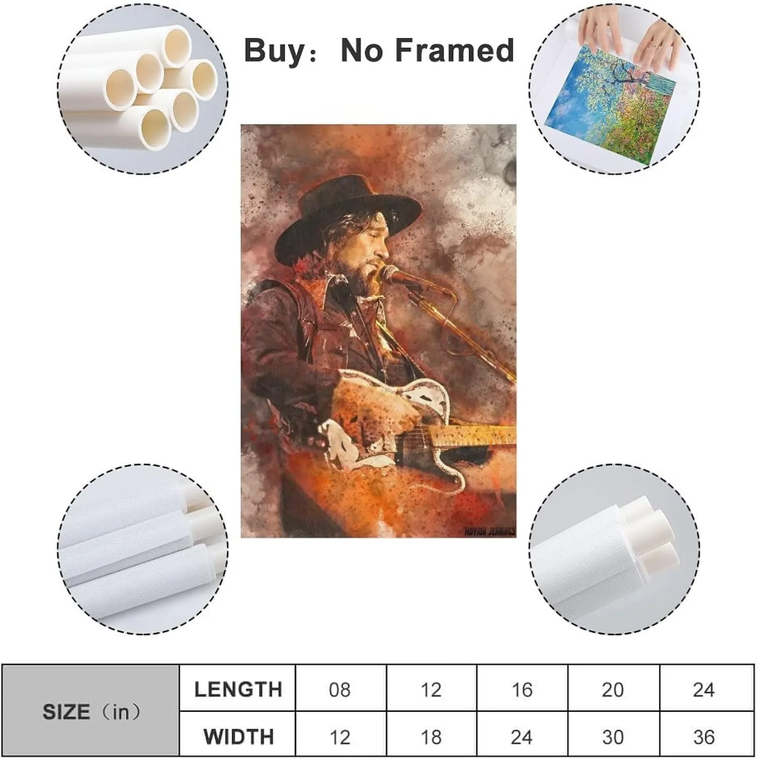 Waylon_Jennings Singing Live Color Art Poster Home Bedroom Decor Canvas 16x24inch(40x60cm)