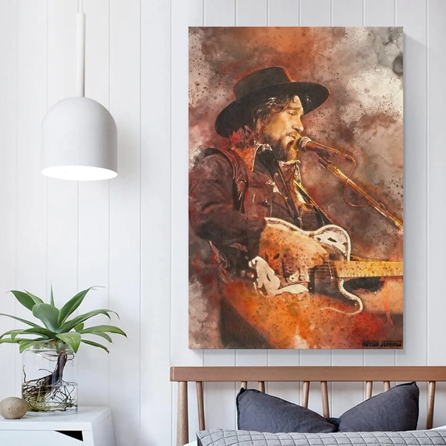 Waylon_Jennings Singing Live Color Art Poster Home Bedroom Decor Canvas 16x24inch(40x60cm)