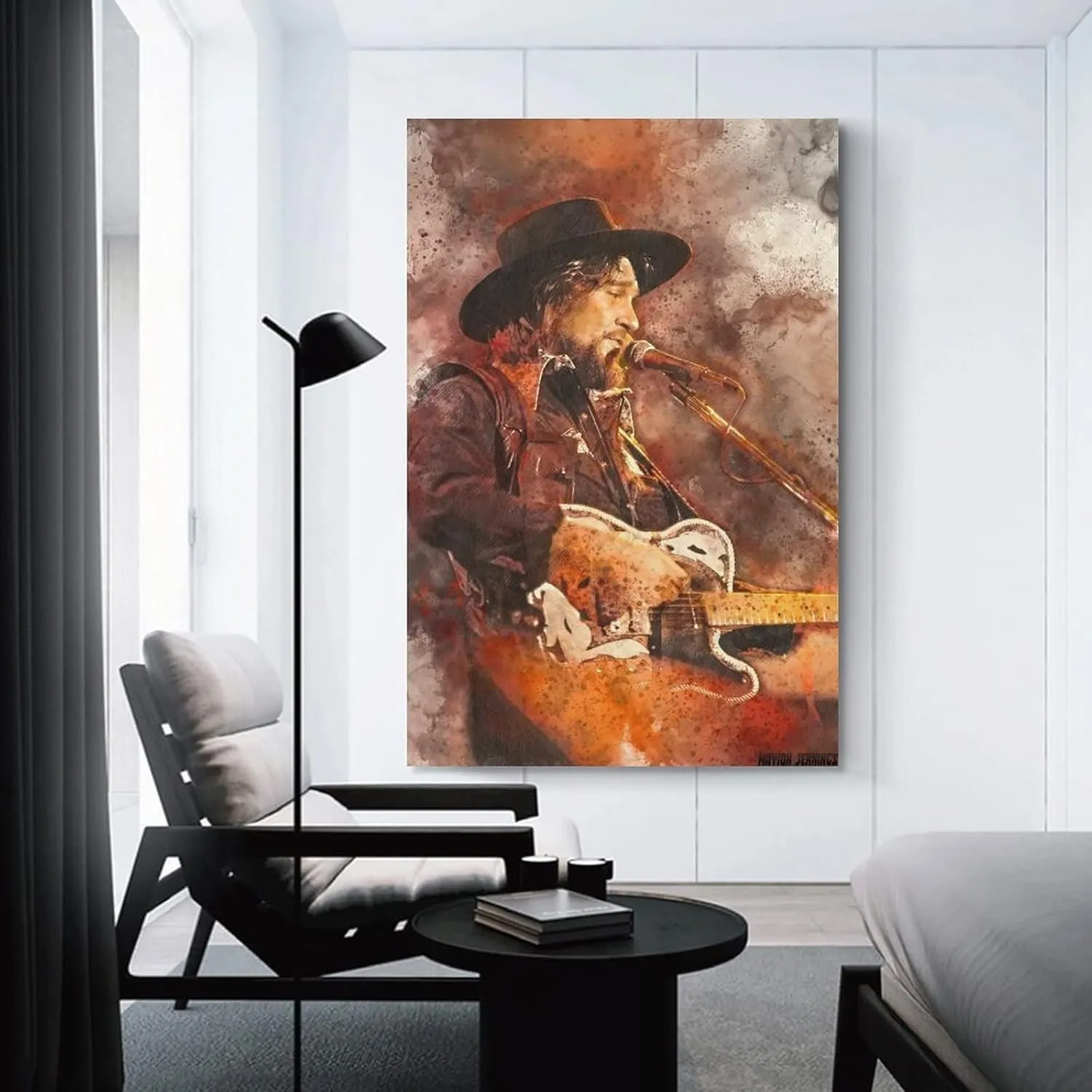 Waylon_Jennings Singing Live Color Art Poster Home Bedroom Decor Canvas 16x24inch(40x60cm)