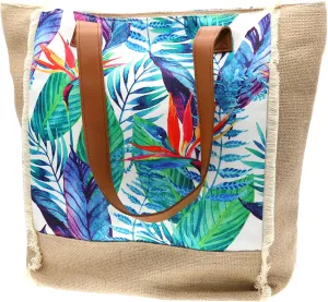 We We Large Beach Tote bag for Women Canvas Straw Tavel Tote Bag Waterproof Shoulder Bag Handbag for Gym Swim