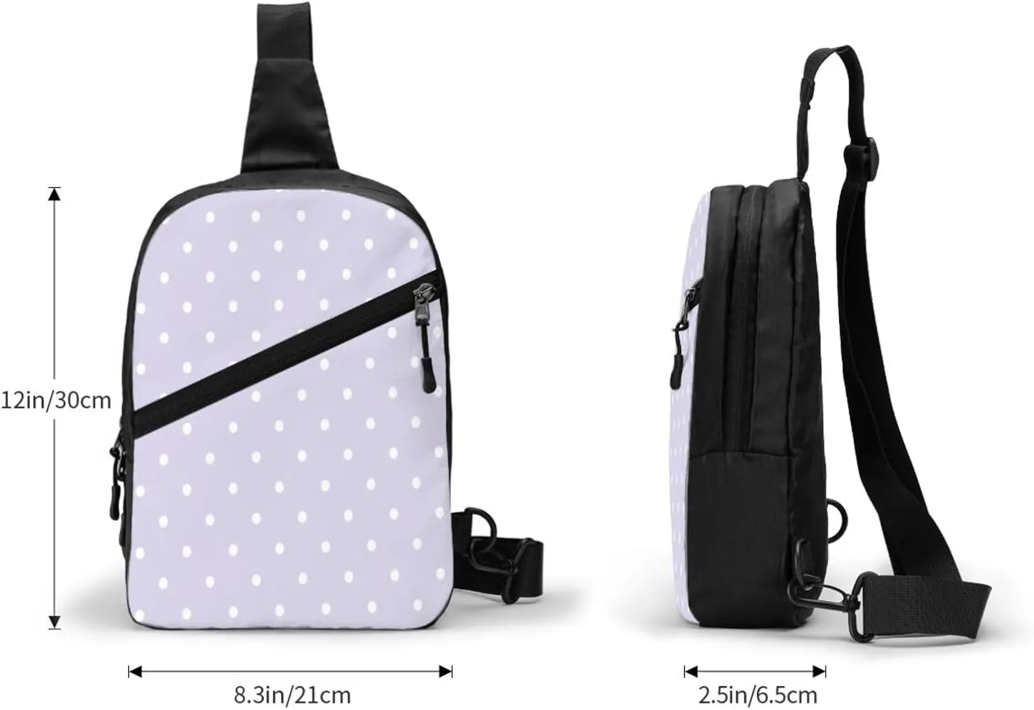 White Polka Dot Sling Bag for Men Women, Small Crossbody Sling Backpack Shoulder Chest Bag, Anti Theft Travel Hiking Sports