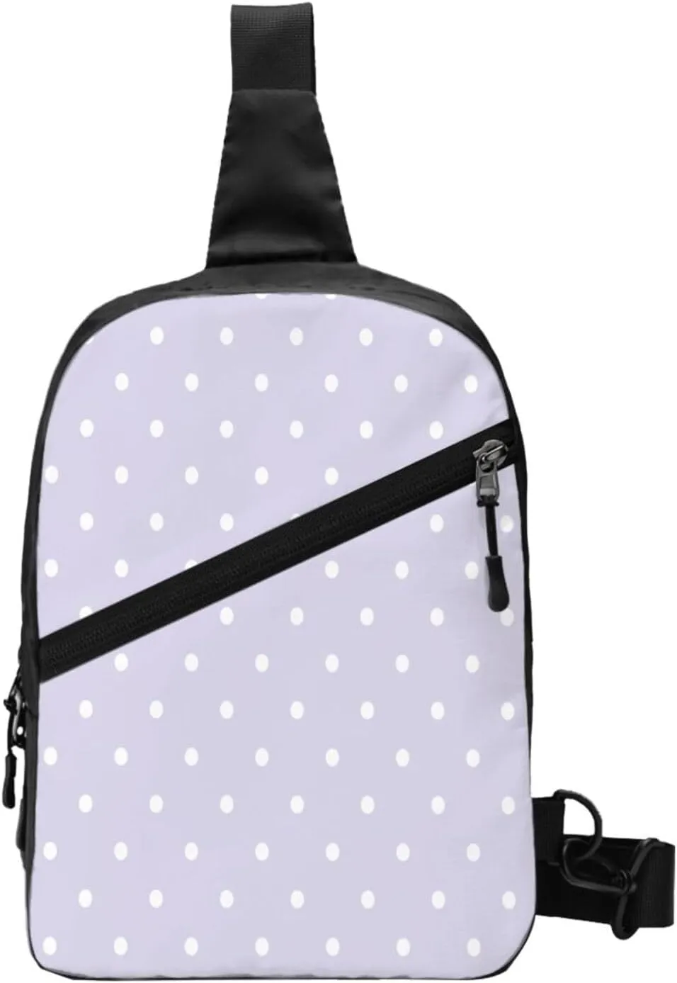 White Polka Dot Sling Bag for Men Women, Small Crossbody Sling Backpack Shoulder Chest Bag, Anti Theft Travel Hiking Sports