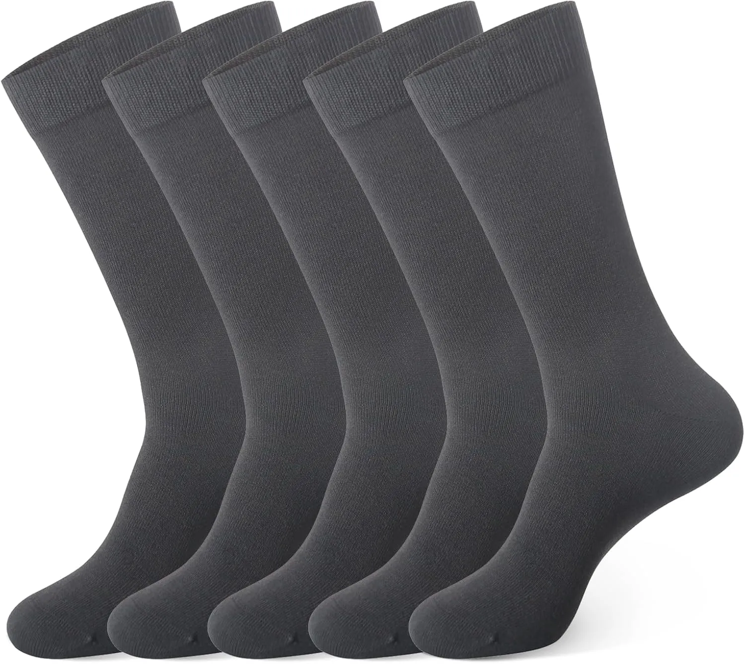 Wildarms 5 Pairs Grey Socks Thin Soft Bamboo Moisture Wicking Socks Breathable