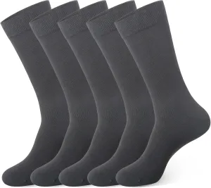 Wildarms 5 Pairs Grey Socks Thin Soft Bamboo Moisture Wicking Socks Breathable