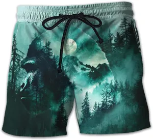 Wildlife Animals Men's Swim Trunks - Watercolor Mens Swim Trunks with Mesh Lining Swimwear Bathing Suits Set 01