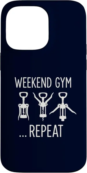 Wine Workout Funny Weekend Gym Corkscrew Exercise Fitness Case for iPhone 14 Pro Max