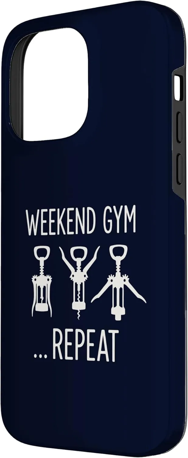 Wine Workout Funny Weekend Gym Corkscrew Exercise Fitness Case for iPhone 14 Pro Max