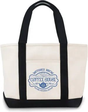 Witches Brew Coffee House Elixirs Spell Blends Canvas Tote Bag Large Canvas Bag Lightweight Reusable Grocery Shopping Cloth Bags
