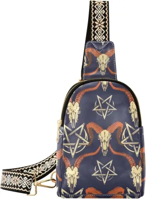 Women Crossbody Sling Backpack Satan-baphomet-sheep-head-demon Girl Chest Bag Daypack for Hiking Traveling
