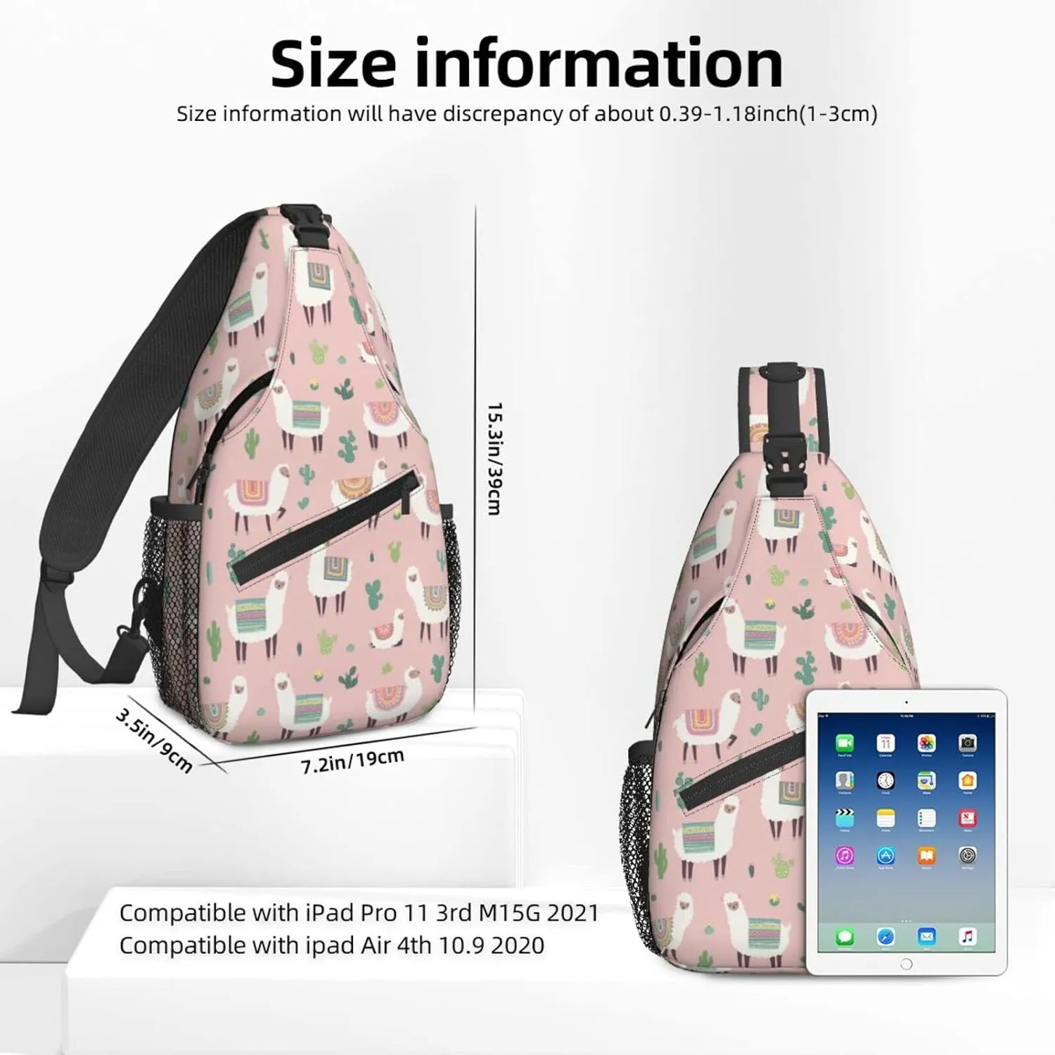 Women Hand Drawn Llama Cactus Crossbody Sling Backpack for Men Chest Bag Shoulder Bag Lightweight One Strap Backpack Travel Outdoor Daypack