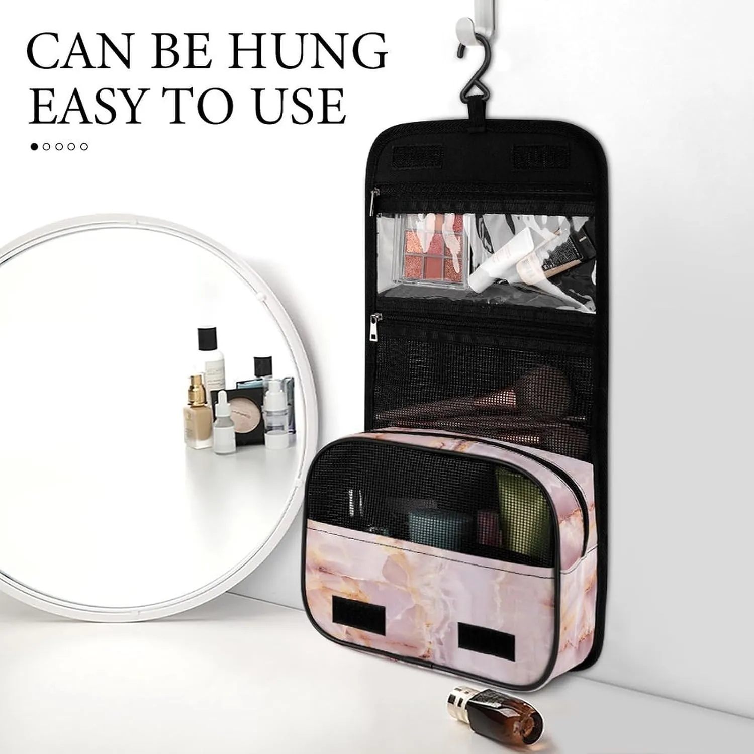 Women Hanging Toiletry Wash bag, Travel Cosmetic Storage Case Organizer