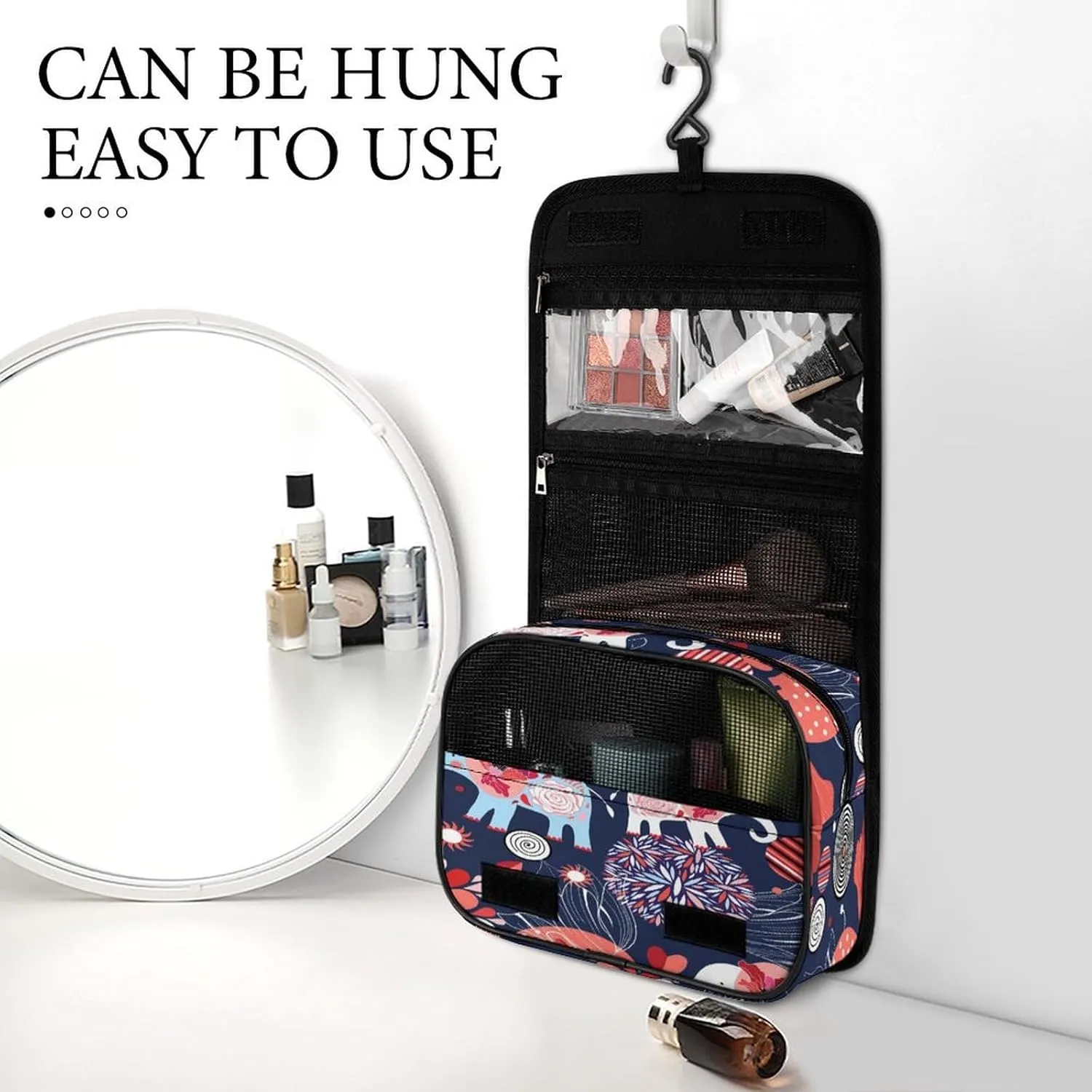 Women Hanging Toiletry Wash bag, Travel Cosmetic Storage Case Organizer
