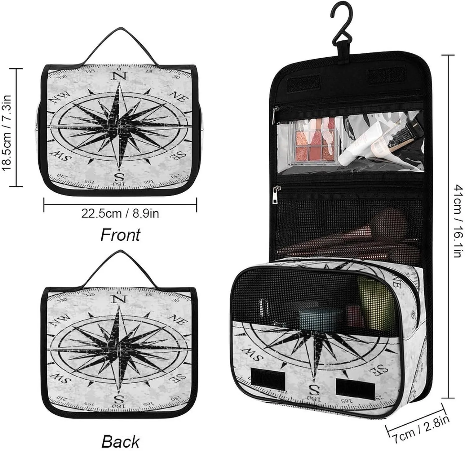 Women Hanging Toiletry Wash bag, Travel Cosmetic Storage Case Organizer