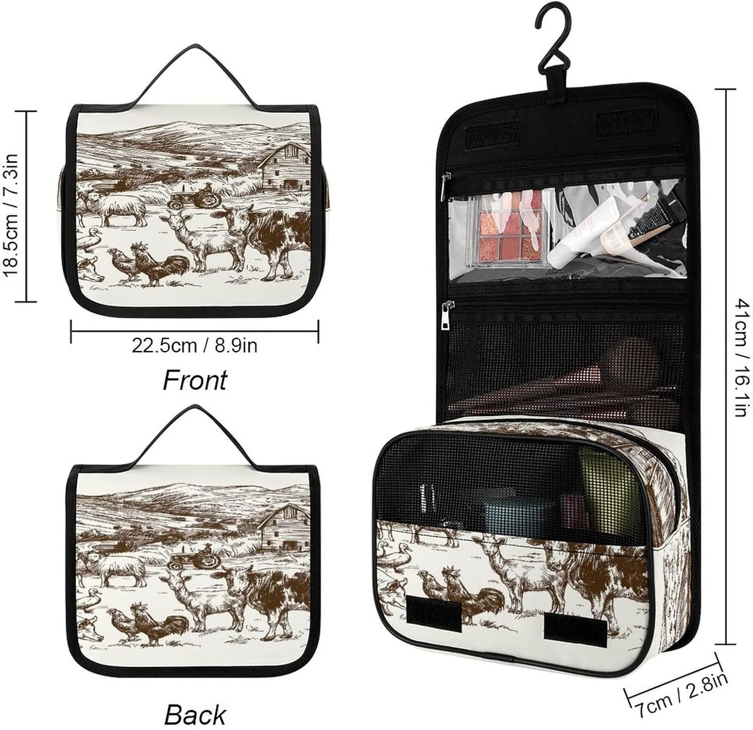 Women Hanging Toiletry Wash bag, Travel Cosmetic Storage Case Organizer