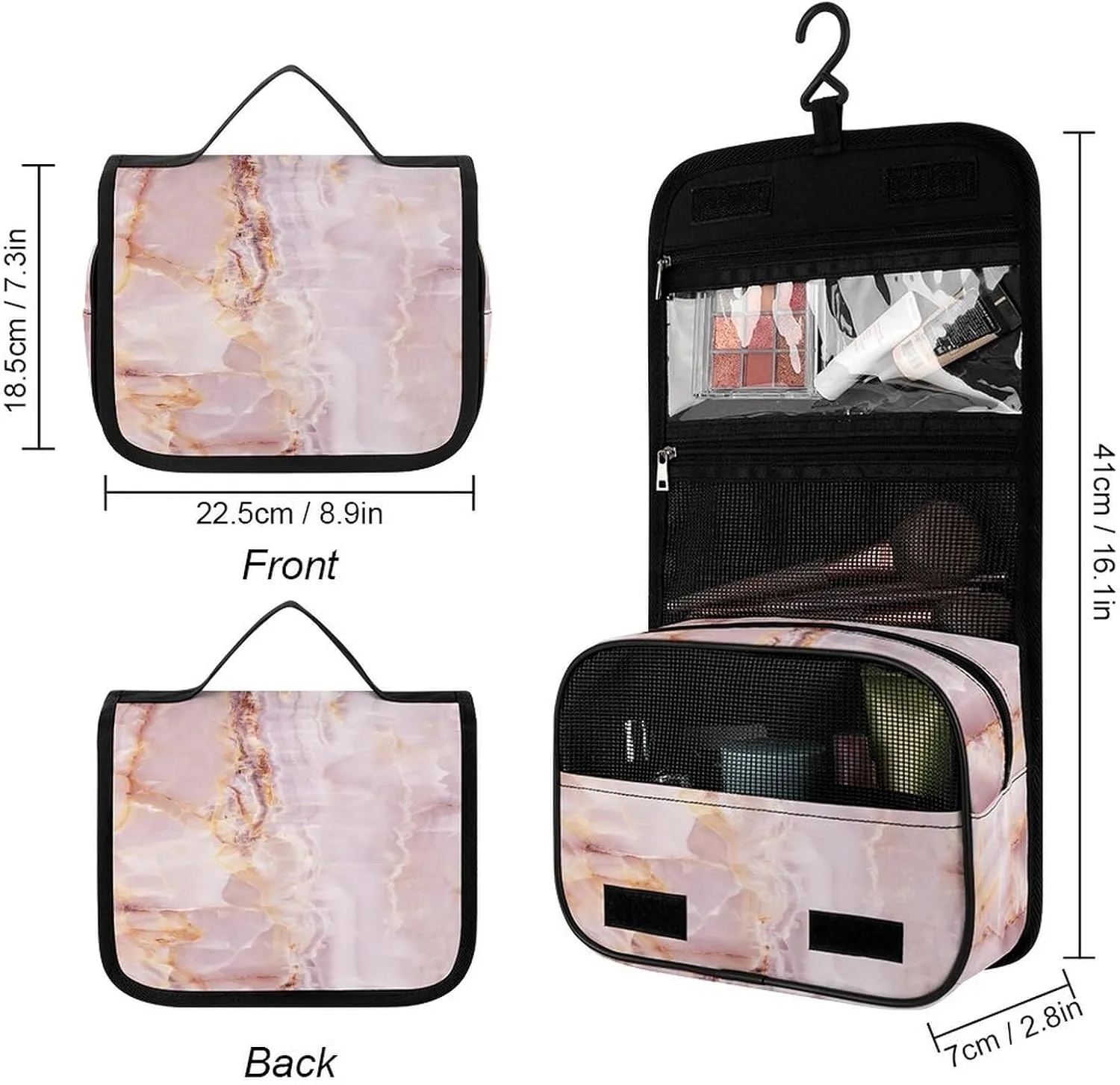 Women Hanging Toiletry Wash bag, Travel Cosmetic Storage Case Organizer