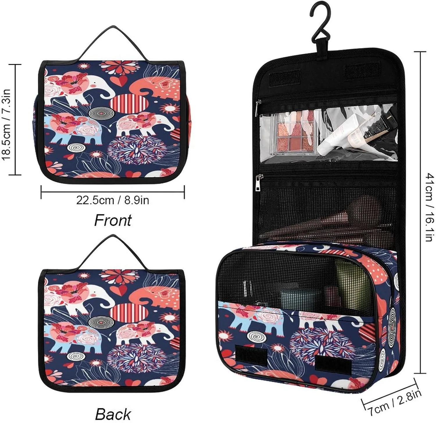Women Hanging Toiletry Wash bag, Travel Cosmetic Storage Case Organizer