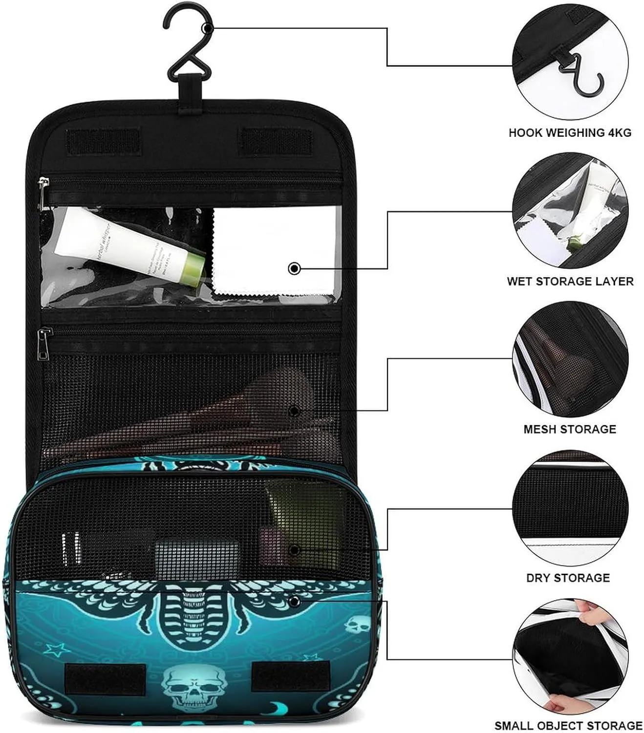 Women Hanging Toiletry Wash bag, Travel Cosmetic Storage Case Organizer