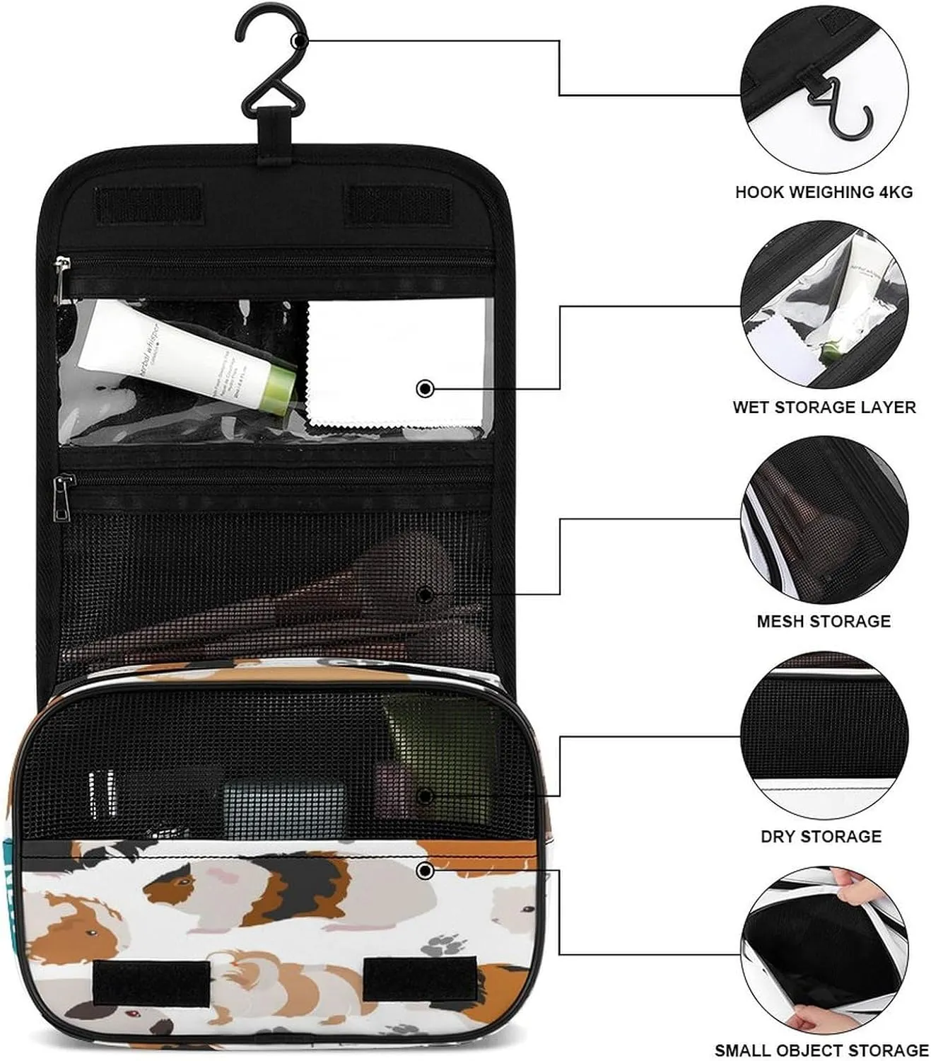 Women Hanging Toiletry Wash bag, Travel Cosmetic Storage Case Organizer