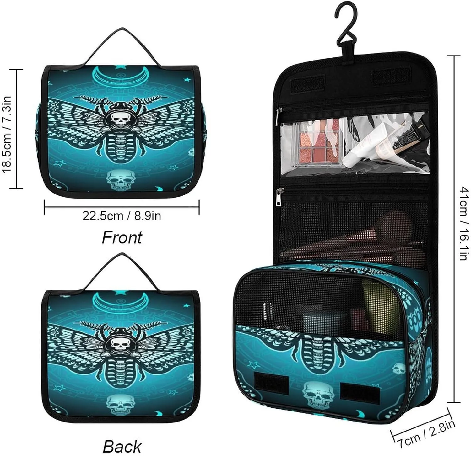 Women Hanging Toiletry Wash bag, Travel Cosmetic Storage Case Organizer