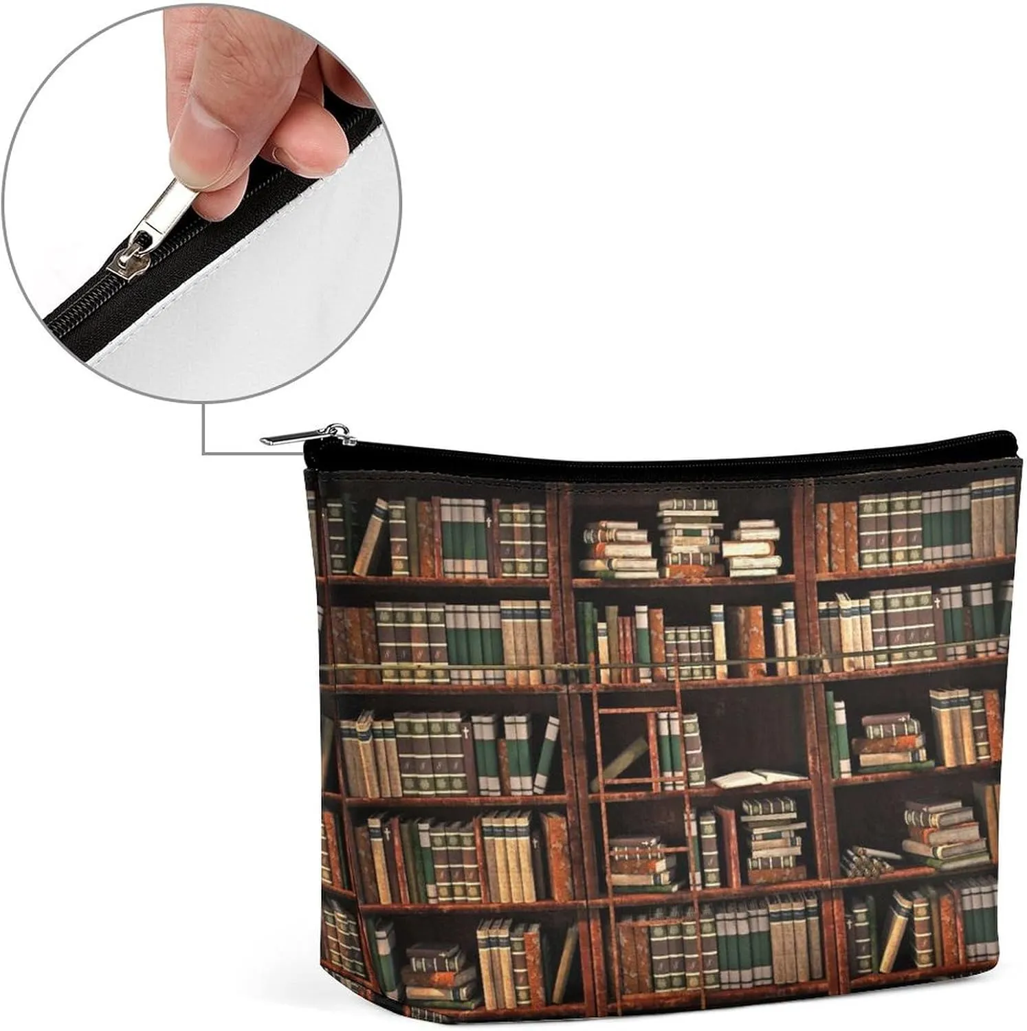 Women PU Leather Cosmetic Bag, Toiletry Storage 6.8x5.9x2.3 in Zipper Pouch Handbag Makeup Case Purse Holder Organizer