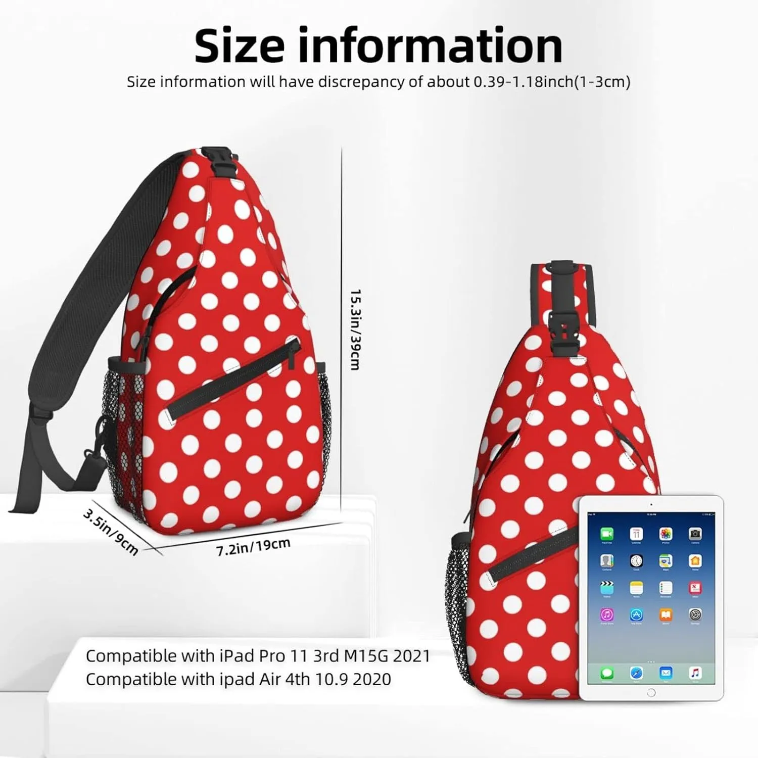 Women Red Polka Dots Crossbody Sling Backpack for Men Chest Bag Shoulder Bag Lightweight One Strap Backpack Travel Outdoor Daypack