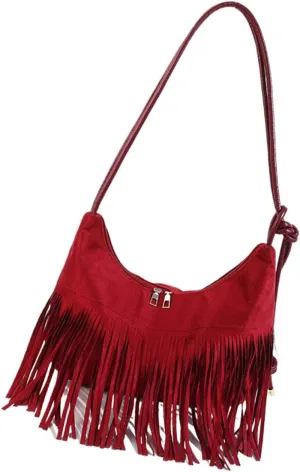 Women Shoulder Bag Simple Armpit Bag Tassels Underarm Bag Commuting Bag Large Capacity Crossbody Bag for Everyday