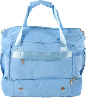 Women Sports Gym Bag Workout Travel Bag with USB Charging Port Multiple Pockets Large Capacity for Fitness Yoga (Light Blue)