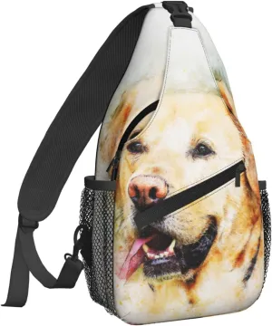 Women Vintage Labrador Dog Portrait Crossbody Sling Backpack for Men Chest Bag Shoulder Bag Lightweight One Strap Backpack Travel Outdoor Daypack