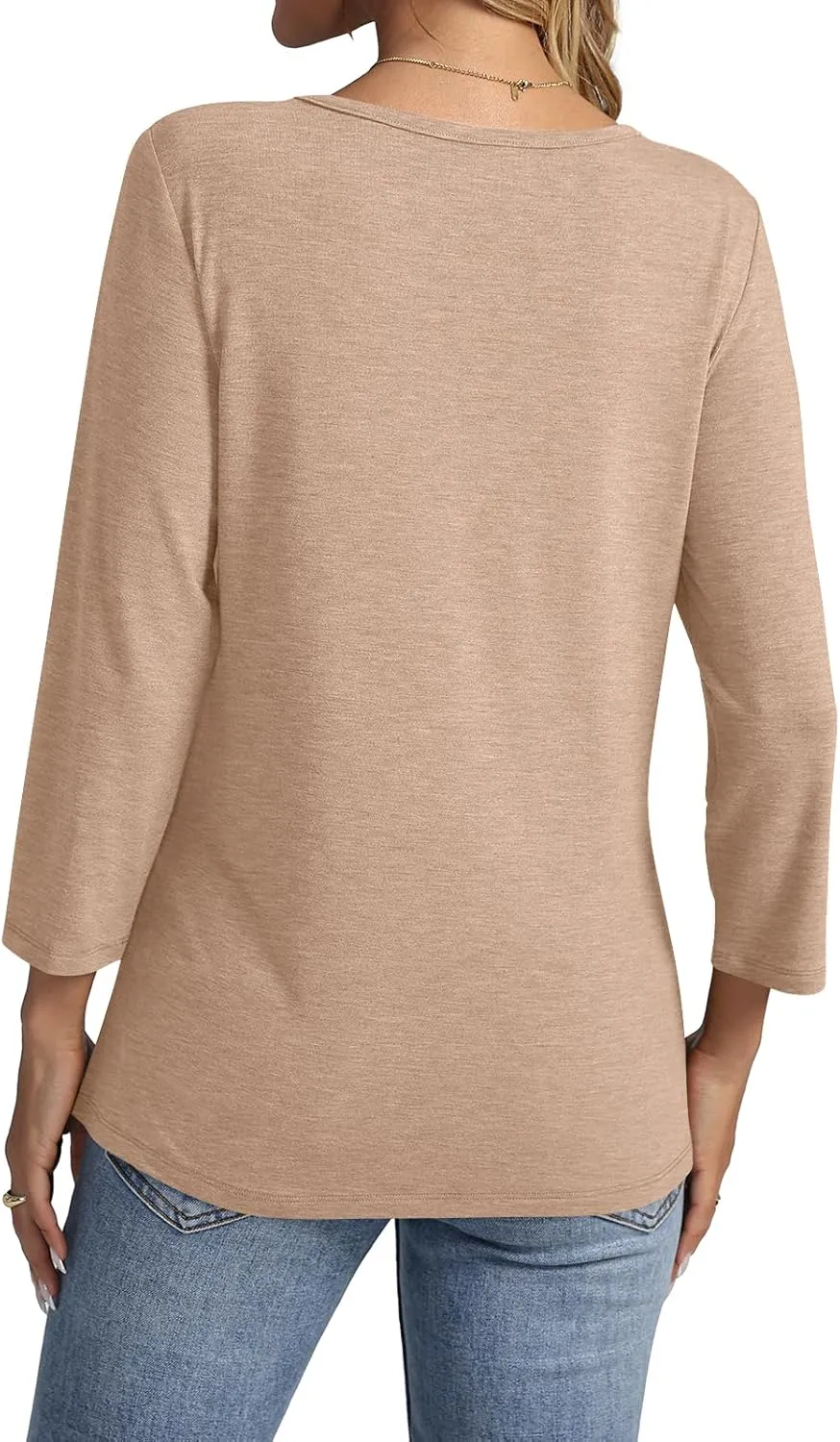 Women's 3/4 Sleeve Shirts V Neck Summer Tops Casual Tunics Tops Basic Tees Blouse Loose Fit