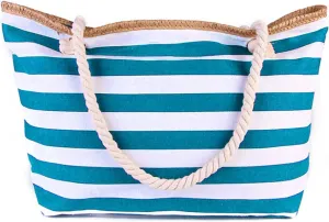 Women's Beach Bag Canvas Handbag Summer High Capacity Stripe Ecology Shopping Beach Tote
