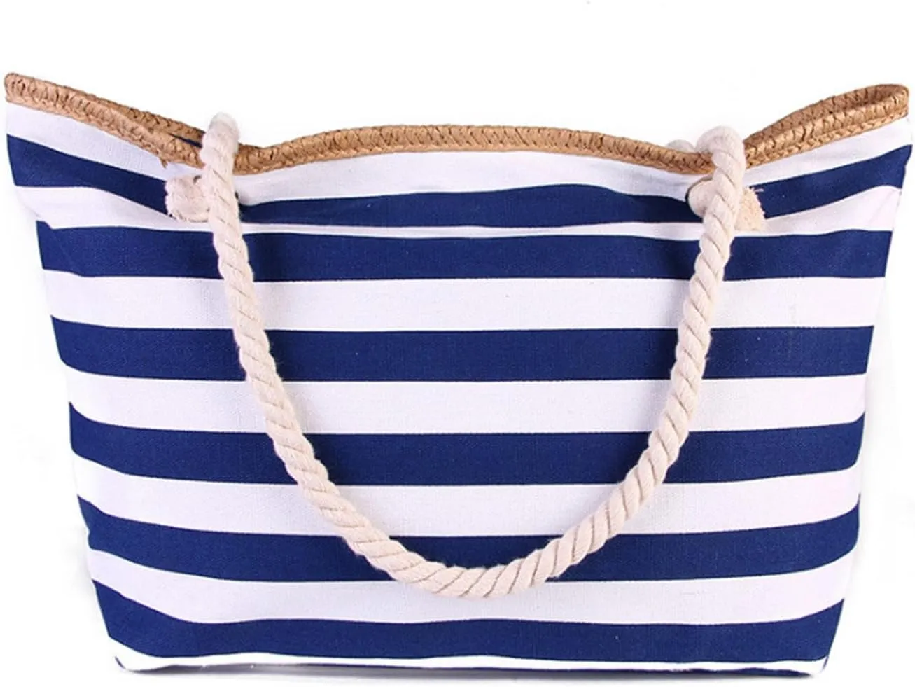 Women's Beach Bag Canvas Handbag Summer High Capacity Stripe Ecology Shopping Beach Tote