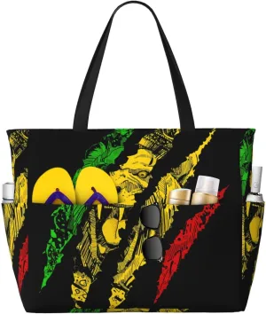 Women's Beach Travel Bags Large Waterproof Tote Bag with Pockets Sandproof Handbag for Beach Gym Vacation