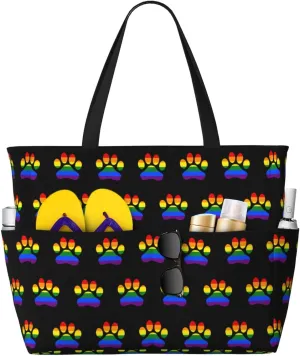Women's Beach Travel Bags Large Waterproof Tote Bag with Pockets Sandproof Handbag for Beach Gym Vacation