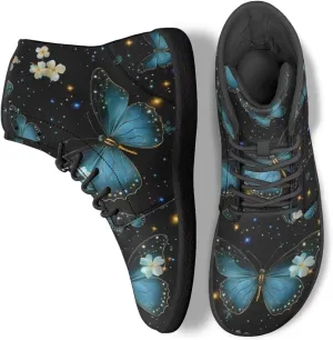 Women's Butterfly High Tops Walking Shoes PU Leather Running Sneakers Business Trainer Sneaker