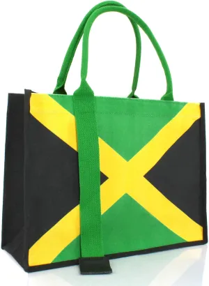 Women's Canvas Tote Bag Waterproof Ribbon Beach Bag Jamaican Reggae Party Bag