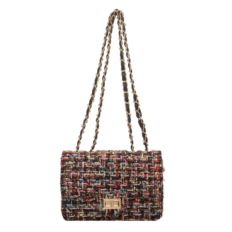 Women's Classic Style Woolen Fashion Korean Chain Crossbody Bags