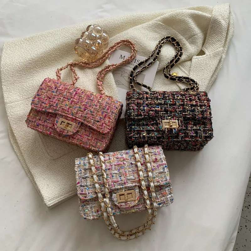 Women's Classic Style Woolen Fashion Korean Chain Crossbody Bags