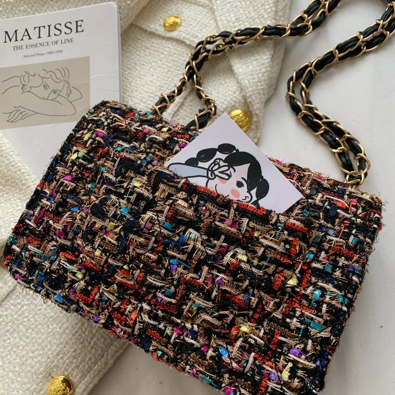 Women's Classic Style Woolen Fashion Korean Chain Crossbody Bags