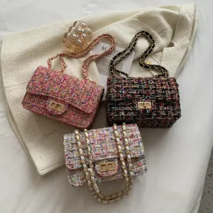 Women's Classic Style Woolen Fashion Korean Chain Crossbody Bags