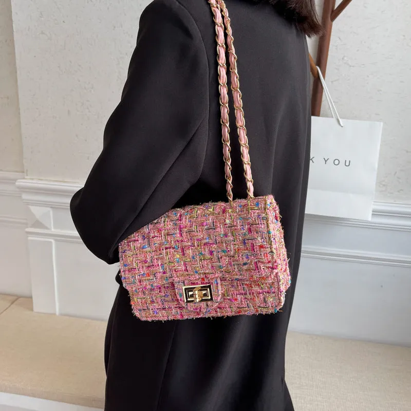 Women's Classic Style Woolen Fashion Korean Chain Crossbody Bags