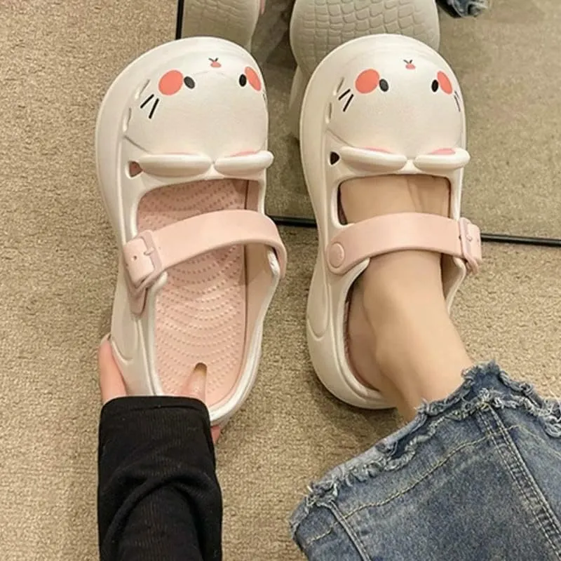 Women's Clogs Cute Capybara Thick-Soled Slippers Cartoon Clogs Garden Shoes Non-Slip Beach Sandals