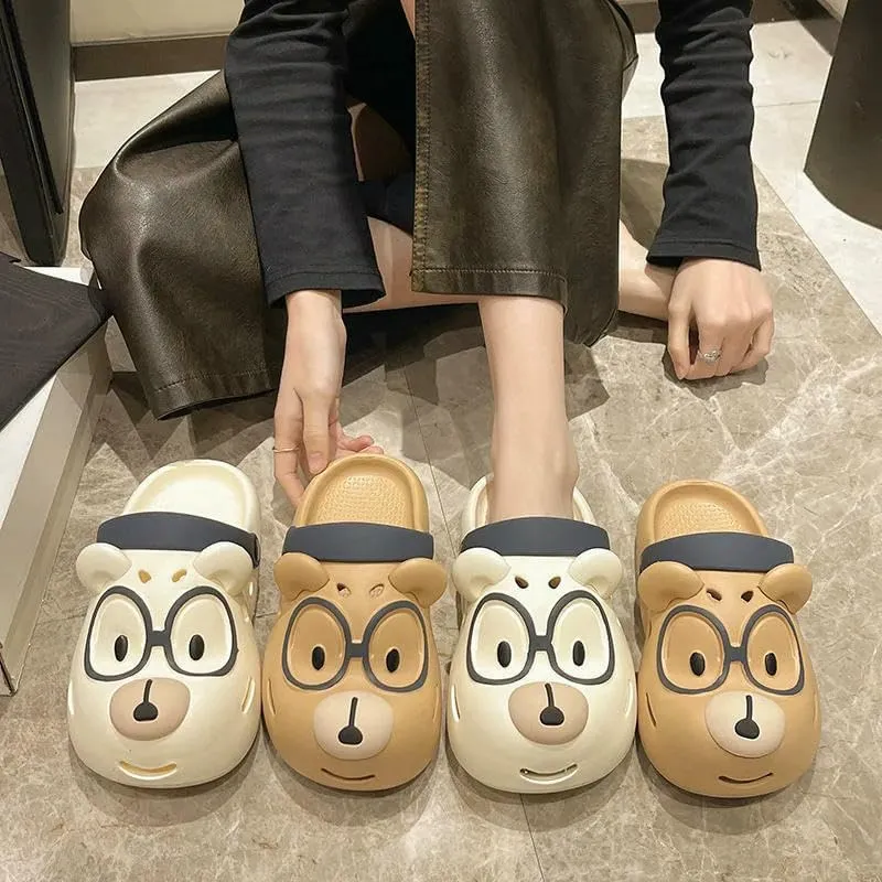 Women's Clogs Cute Cartoon Dog Thick Sole Slippers Women Fashion Clogs Garden Shoes Thick Sole Sandals