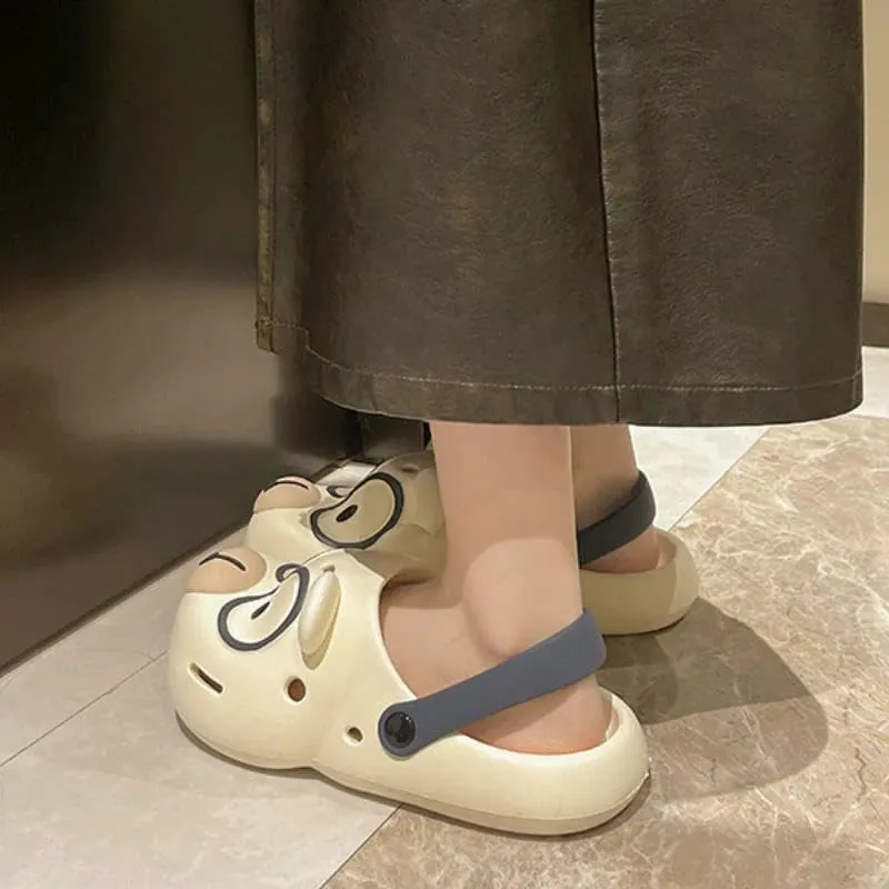 Women's Clogs Cute Cartoon Dog Thick Sole Slippers Women Fashion Clogs Garden Shoes Thick Sole Sandals