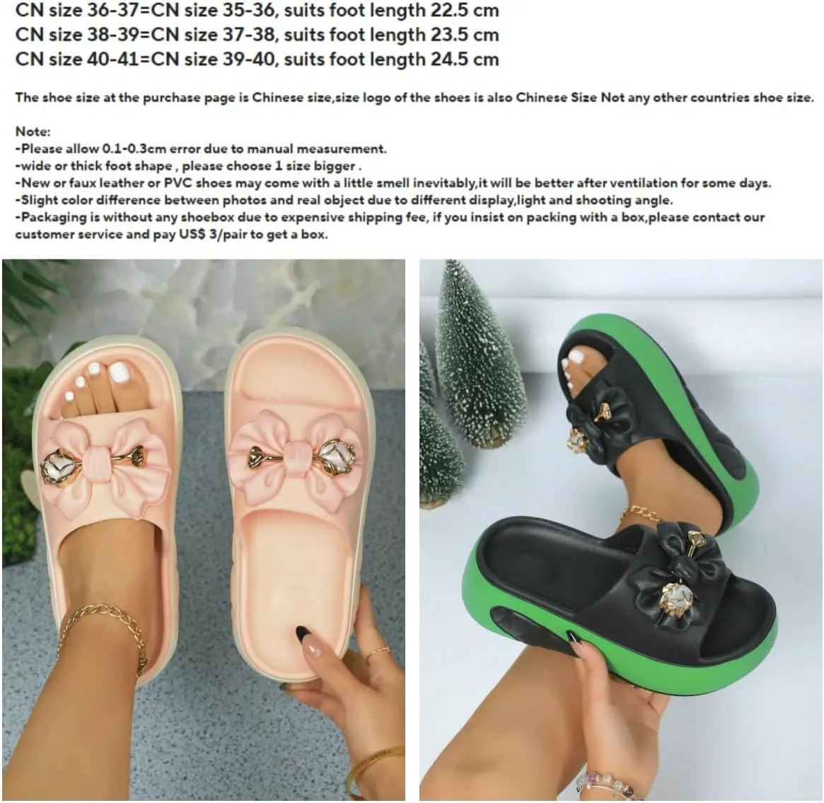 Women's Clogs Metal Bow Thick-Soled Slippers Summer Home Thick-Soled Slippers Outdoor Beach Shoes