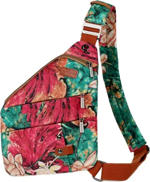 Women's Floral Small Sling Bag Anti Theft Travel purse Bag Crossbody Chest Shoulder Bag XB-16